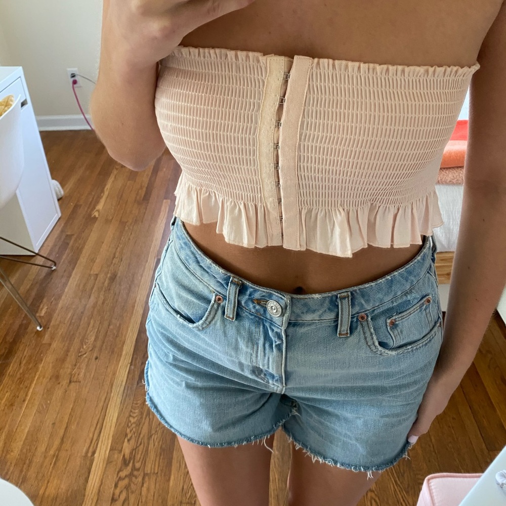 Smocked ruffle hook and eye tube top - Picture 2 of 2